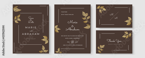 Beautiful floral wreath wedding invitation card template