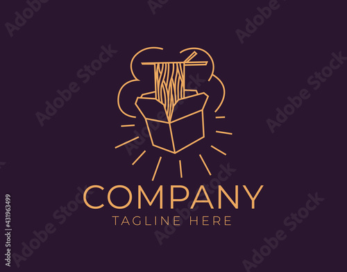 Chinese food box Logo Design Template. cooking web site and apps design, logo, app, Icon Line Art Vector