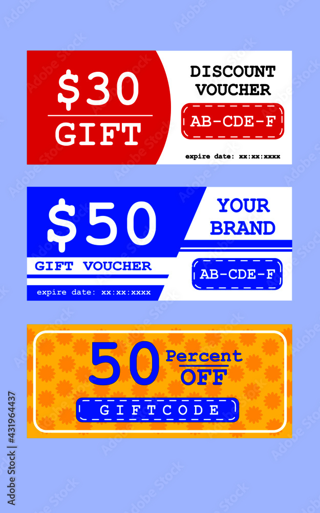 vector set of gift voucher and coupon labels for sale illustration