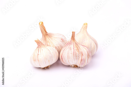 Garlic and Herbs Against COVID- 19 isolated on white background