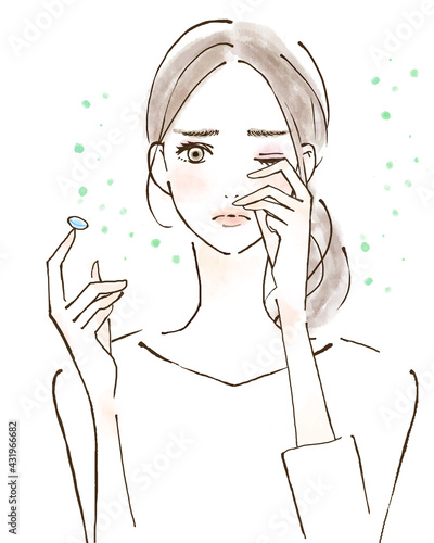 Obraz na płótnie 目をこする女性のイラスト 花粉 ハウスダスト アレルギー w salonie
