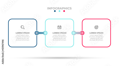 Vector illustration thin line infographic template. Business concept with 3 options or steps.
