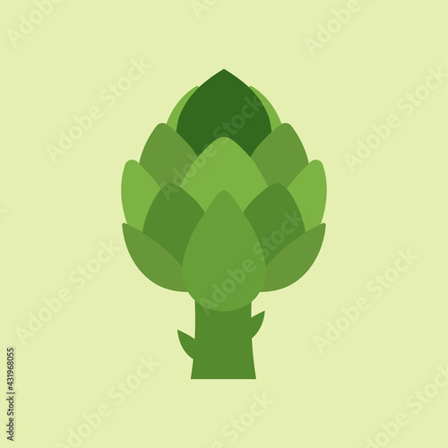 Artichoke isolated color background. Green artichoke icon. Organic fresh vegetable. vegetables, healthy food, nutrients, diet. Vitamins and minerals. Health benefits of artichoke.