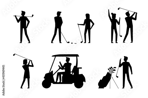 Golf player. Golfer sports equipment. flat style. isolated on white background
