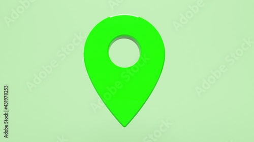 3D render of an abstract animation of a place symbol. 3D animation of the appearing, rotating, moving and disappearing a place symbol. Animation with an alpha channel.
