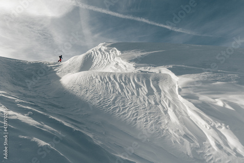 Ski touring in a snowy landscape