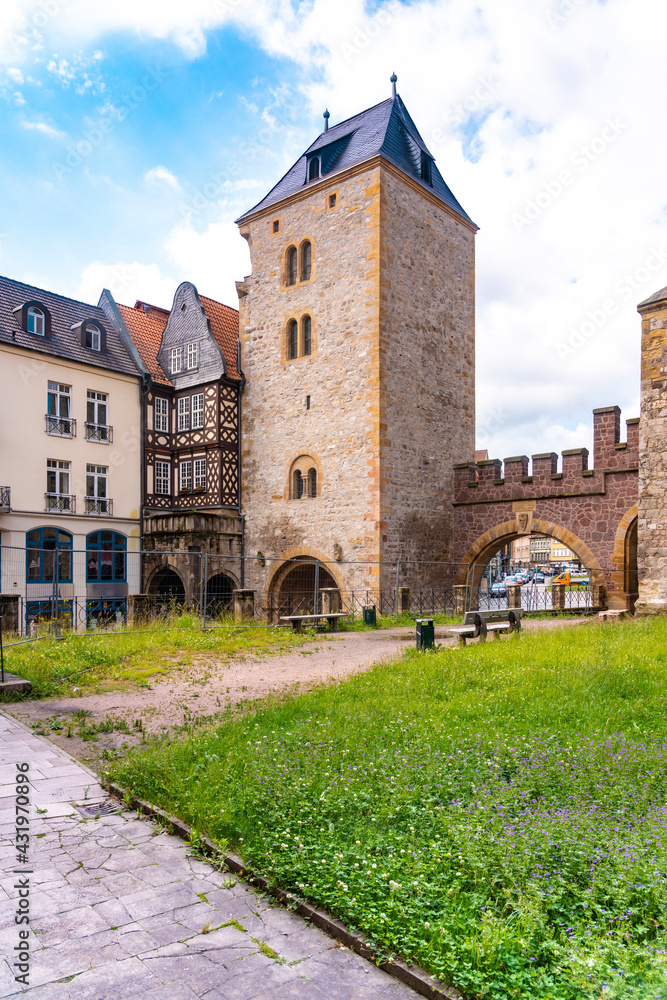 St Nicholas Church against cloudy sky during day at Eisenach, Germany St Nicholas Church against cloudy sky during day at Eisenach, Germany