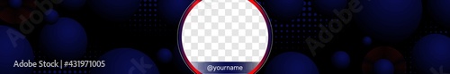 Dark Blue Banner for Video Platform Channel Header with Transparent Background. Vector illustration