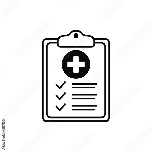 Medical history outline icon, Medical record line icon, medical report line icon, vector isolated illustration.