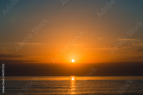 scenic view of orange sunset on the sea landscape © kosmos111