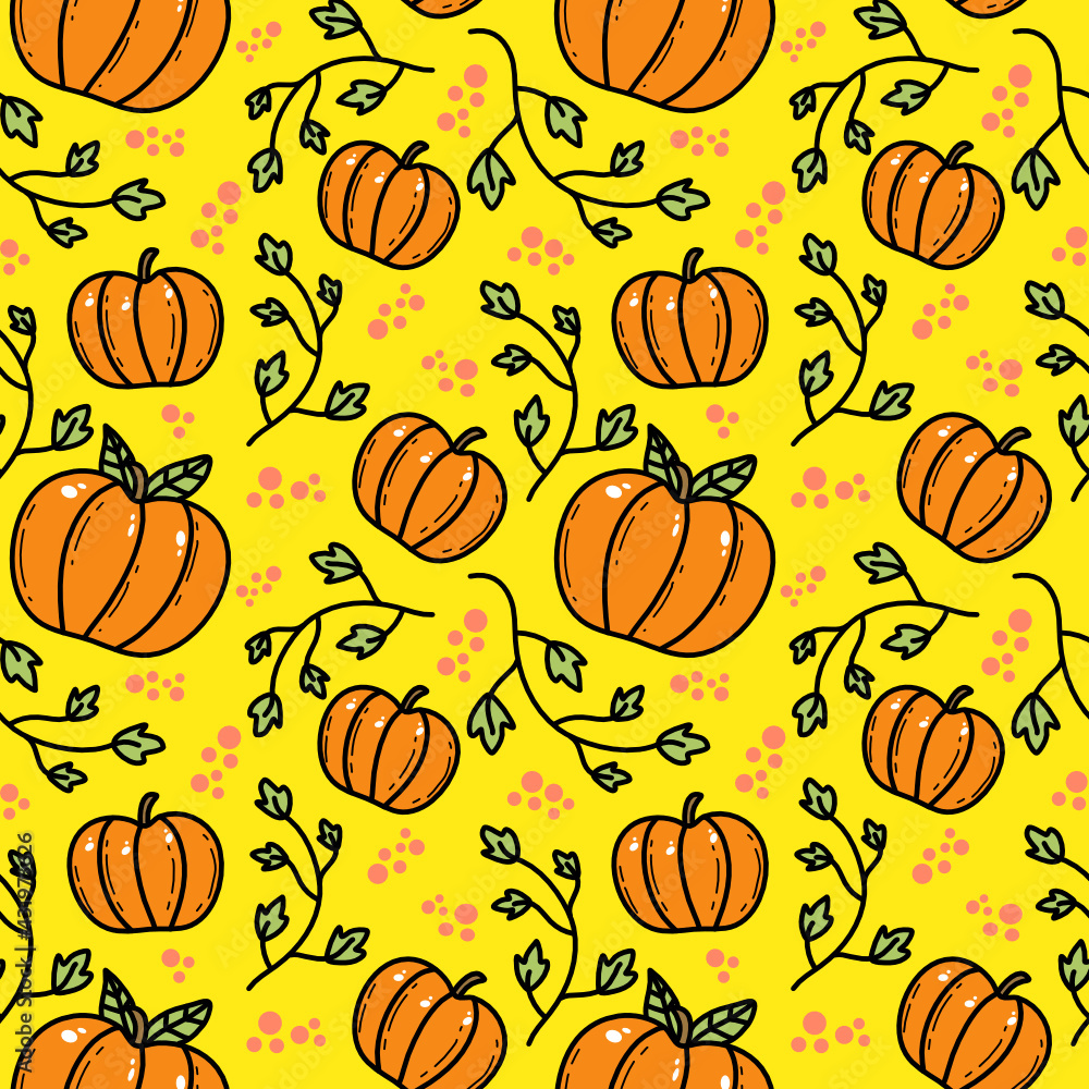 pumpkin doddle seamless pattern background