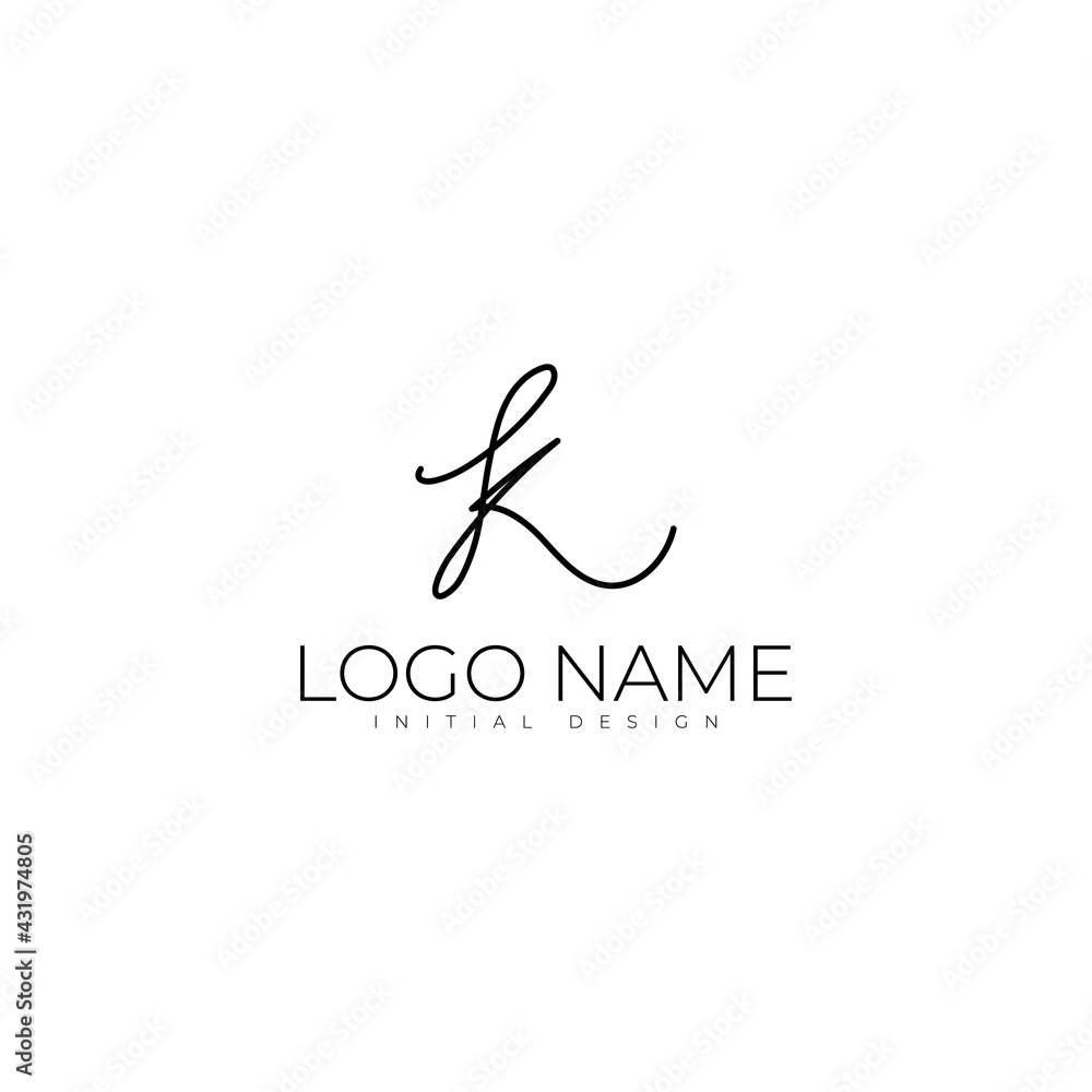 K initial handwriting logo template. signature logo concept. Hand drawn Calligraphy lettering illustration logo design.