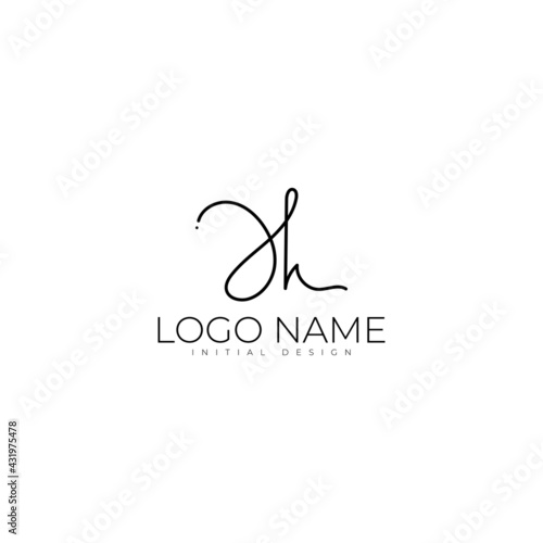 JH or J H initial handwriting logo template. signature logo concept. Hand drawn Calligraphy lettering illustration.