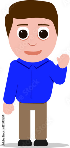 Personaje ilustrado feliz saludando