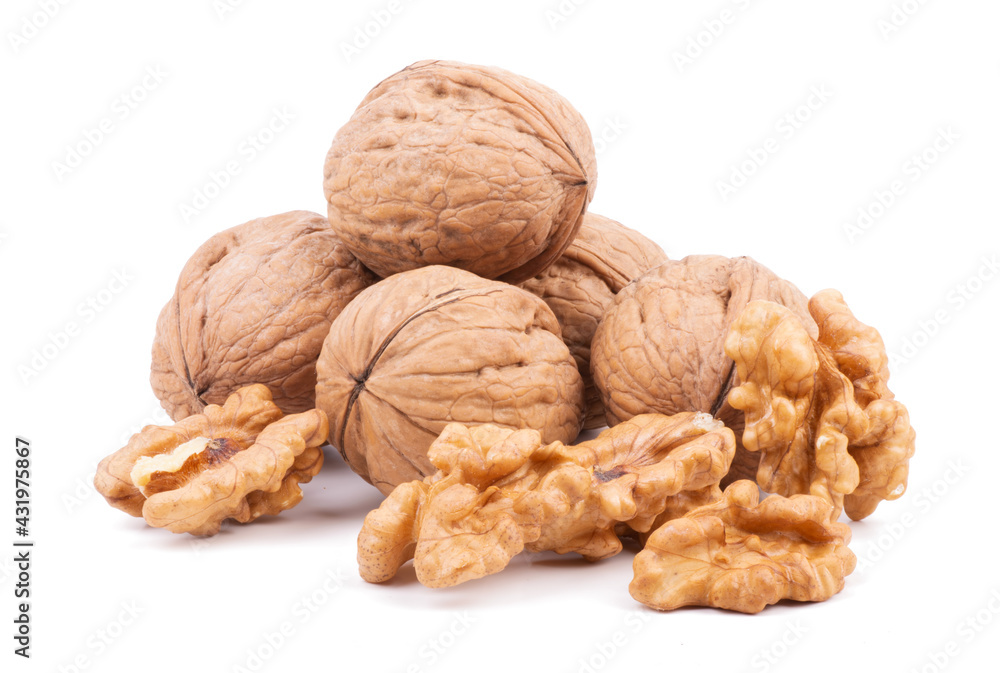 a frash Walnuts isolated on white background a frash Walnuts isolated on white background