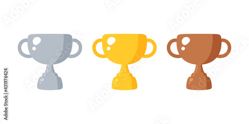 かわいいトロフィーのイラスト_金銀銅