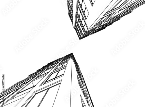 modern office building architecture 3d illustration