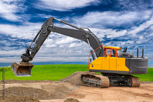 excavator at work on construction site