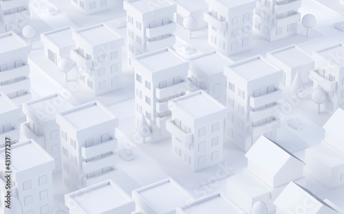 White three dimensional render of city downtown
