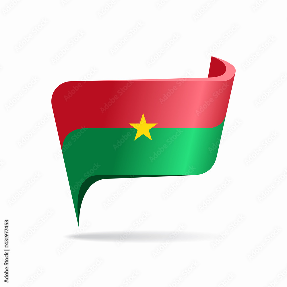 Burkina Faso flag map pointer layout. Vector illustration.