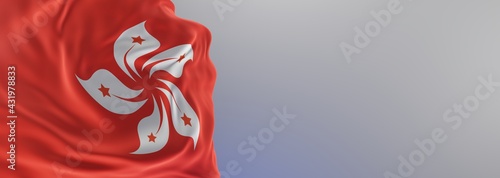 Canvas Print Abstract Hong Kong Flag 3D Render (3D Artwork)