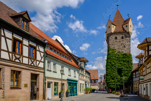 Germany, Bavaria, Herzogenaurach,Town architecture with Fehnturm tower photo