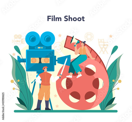 Movie director concept. Film director leading a filming process