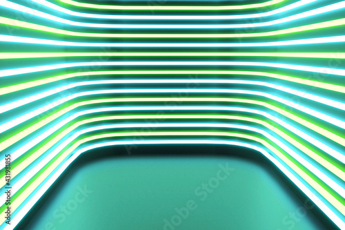 Illuminated striped green and blue lights photo