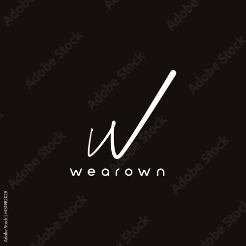 W initial handwriting logo template. signature logo concept. Hand drawn Calligraphy lettering illustration.