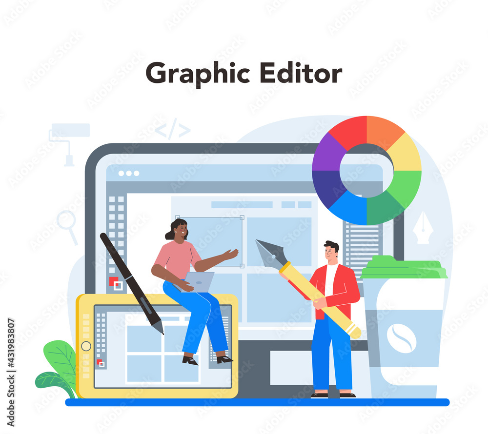 Web design online service or platform. Presenting content on web pages Web design online service or platform. Presenting content on web pages