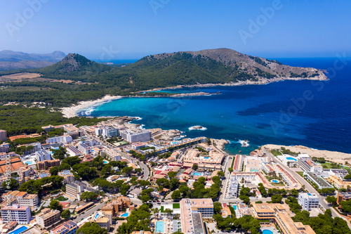 Spain, Mallorca, Cala Ratjada, Aerial view of Cala Gat bay photo