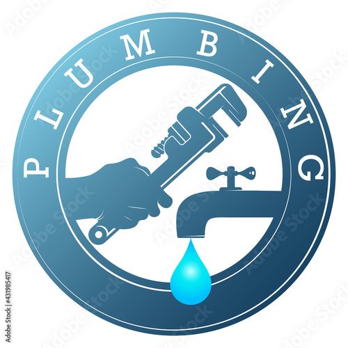 Plumbing repair and service symbol for plumber