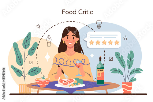 Professional critic concept. Journalist making review and ranking food