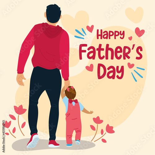 Dad walking with her daughter Father day