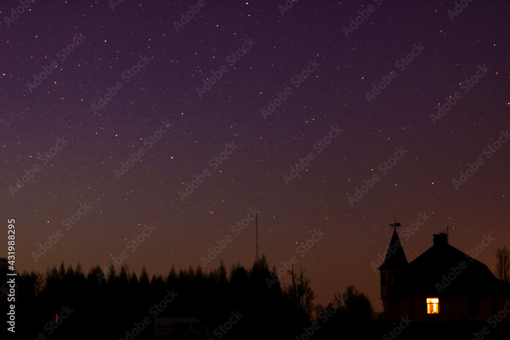 Night sky with stars in the country side Night sky with stars in the country side