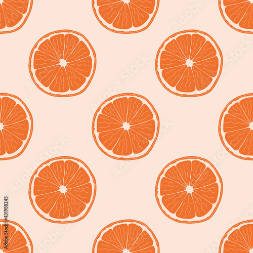  seamless pattern with grapefruit on orange background