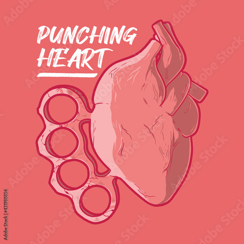 Punching heart vector illustration. Love, emotion, funny design concept.