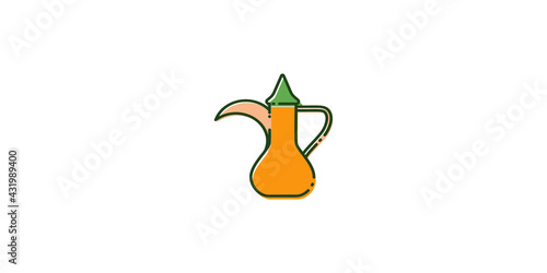 Dallah arabic coffee pot in minimalist colorful style