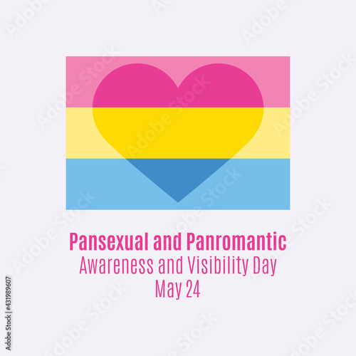 Pansexual and Panromantic Awareness and Visibility Day vector. Panromantic flag with heart shape vector. Pansexual and Panromantic Visibility Day Poster, May 24. Important day
