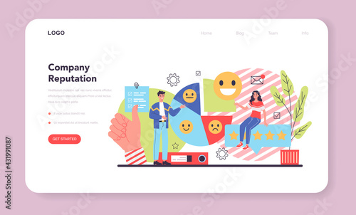 Company reputation web banner or landing page. Building relationship