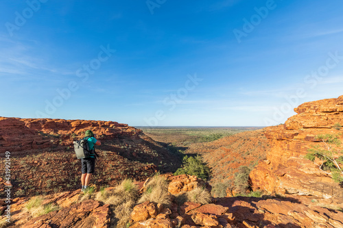 Male hiker admiring landscape of Kings Canyon
