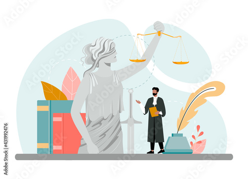 Judge concept. Court worker stand for justice and law. Judge in traditional