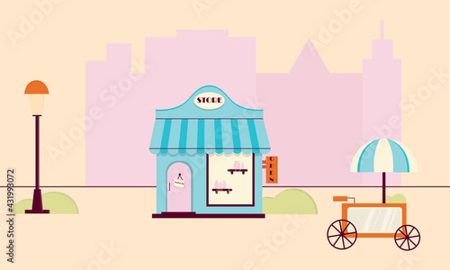 shop ice cream shopping pink blue