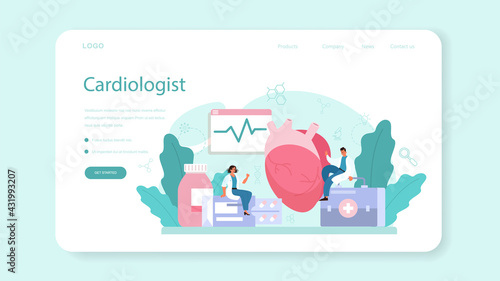 Cardiologist web banner or landing page. Idea of heart care