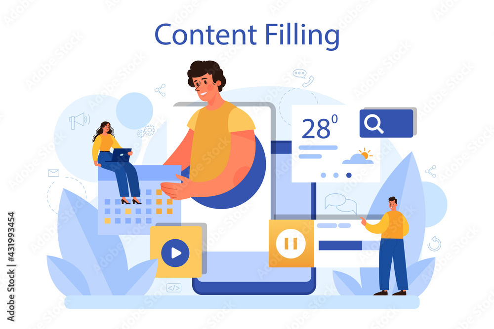 Content filling concept. Making responsive and viral content