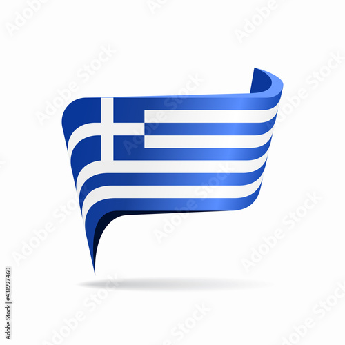 Greek flag map pointer layout. Vector illustration.