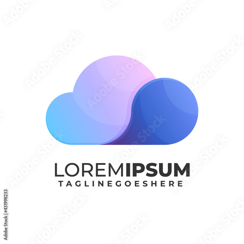 cloud illustration colorful gradient logo icon
