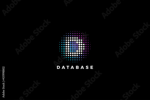 Fototapeta Naklejka Na Ścianę i Meble -  Letter D database science Technology glowing logo