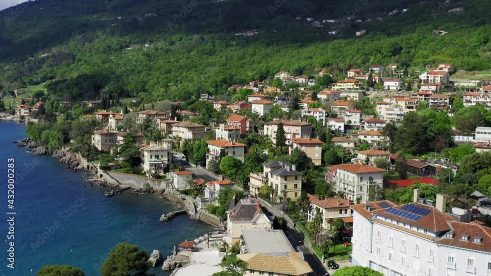 Aerial view of Lovran town in Croatia Aerial view of Lovran town in Croatia
