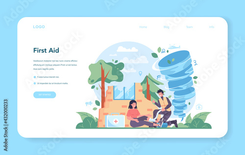 Urgency rescuer web banner or landing page. Ambulance lifeguard